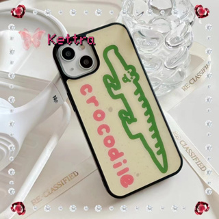 💜Kettra💜การ์ตูน จระเข้ iphone น่าสนใจ 11 14 pro max ความคิดสร้างสรรค์ ขอบดำ case for iPhone 12 13