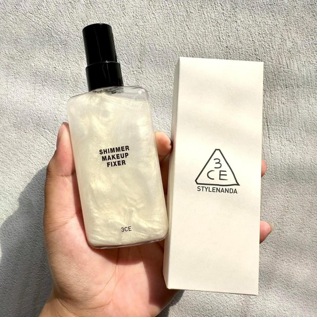 3CE SHIMMER MAKEUP FIXER 95ml สเปรย์ฟิกเซอร์ทรีซีอีสำหรับฉีดผิวให้ลุคโกล์ว