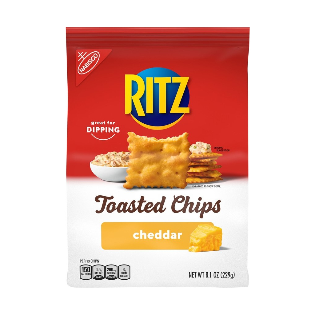 Ritz Toasted Chips Cheddar  แครกเกอร์ ขนมขบเคี้ยว ขนมปังกรอบ