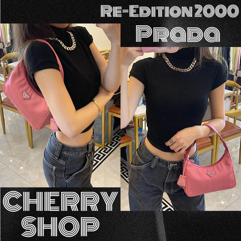 🍒ปราด้า Prada Hobo 2000 Re-Edition Re-Nylon🍒กระเป๋าถือผู้หญิง/ไหล่ หลายสี🍒