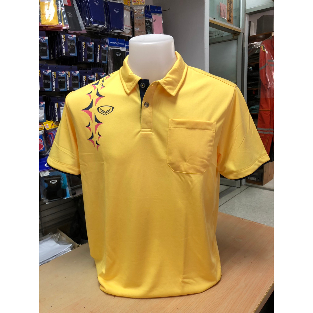 เสื้อโปโล ยี่ห้อแกรนด์สปอร์ต สีเหลือง(ทรงชาย) รหัส012-592