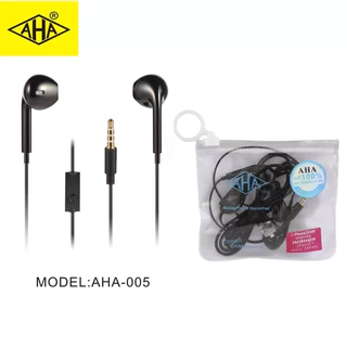 หูฟัง AHA 3.5mm เสียงชัดดี เบสดี กระเป๋าเก็บของกันน้ำ Built-in Microp รองรับรุ่น vivo oppo samsung huawei(จัดส่งที่รวด)