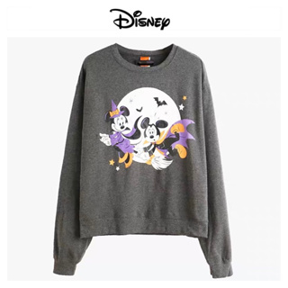 เสื้อวอร์ม  DISNEY สีเทา 🤎ทรง OVERSIZES  🧡 ลาย MICKEY &amp;Minnie mouse