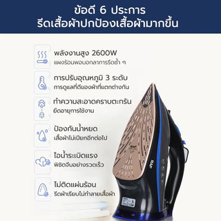 เตารีดไอน้ำ 2600วัตต์ รับประกันศูนย์ไทย2ปี
