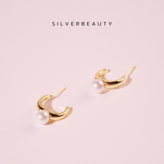 โค้ด SILV45 ลด45.-  Silver beautyต่างหูมุกใสเรียบย้อยE08505