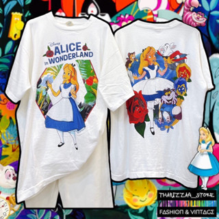 เสื้อยืดผ้าฟอก สีขาว Alice in Wonderland