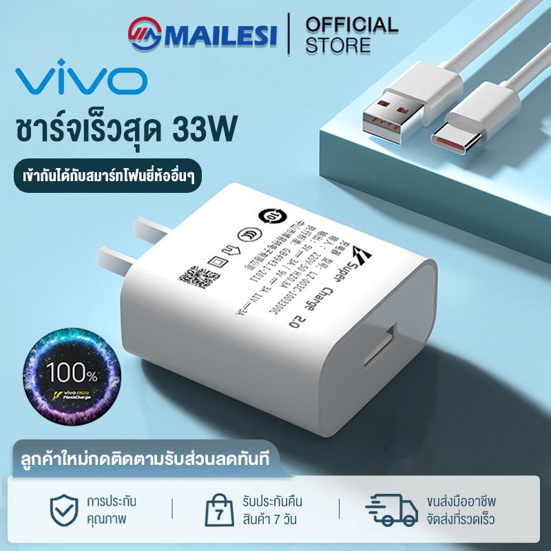 ชุดชาร์จ 33W ViVO Type-C สายชาร์จ + หัวชาร์จ ด่วน ชาร์จไวขึ้นถึง 2 เท่า Fast charging MAILESI