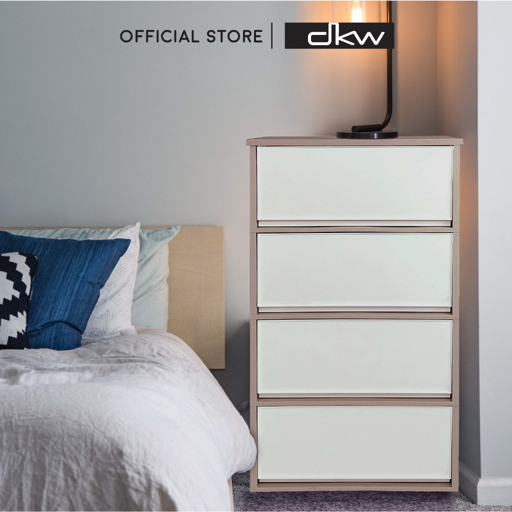 [ของขวัญปีใหม่] DKW HH-475/4TW ตู้ลิ้นชักท็อปไม้หน้ากว้าง 4 ชั้น ตู้รองเท้า ตู้เสื้อผ้า