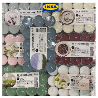 IKEA เทียนหอม (1 แพ็คมี 30 ชิ้น)จุดนาน 3.5 ชม./ชิ้น ได้ทั้งกลิ่นหอมและแสงสว่าง สินค้า IKEA