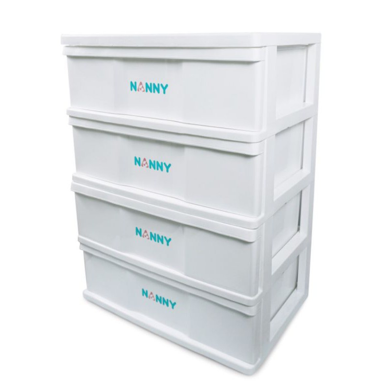 NANNY ลิ้นชักสีขาว 4 ชั้น N2999 ตู้ใส่เสื้อผ้าเด็ก (ไม่ต้องประกอบเอง) ลิ้นชักสีขาว ชั้นเก็บของเด็ก