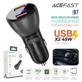 ACEFAST รุ่น B7 หัวชาร์จ ที่ชาร์จในรถ ชาร์จเร็ว 45W 2USB มีจอแสดงผล LED Fast Charge Car Charger 45W 2xUSB-A