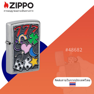 Zippo All Luck Design Street Chrome Windproof Pocket Lighter , Zippo 48682 การออกแบบถนนโครเมี่ยม