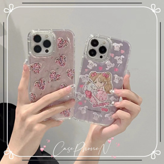 เคสไอโฟน iphone 11 14 Pro Max ins รูปหัวใจ สาว ผงกลิตเตอร์  ป้องกันการตก ขอบเต็ม เคส iphone 12 13 Pro Case for iPhone