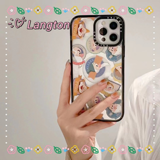 🌈Langton🌸คนแคระทั้งเจ็ด การ์ตูน ขอบดำ iphone 11 14 pro max ขอบเต็ม ป้องกันการหล่น case for iPhone 12 13