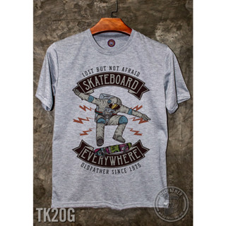 TK 20 เสื้อยืดคอกลมวินเทจ สกรีนลาย SKATE BOARD EVERYWHERE Vintage ผ้า Tk สวมใส่สบาย ไม่หด ไม่ยืด ไม่ย้วย