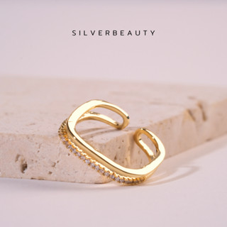 โค้ด SILV45  ลด45.-  Silver beautyแหวนรางรถไฟสองสายแฟชั่นR00409