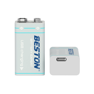 ถ่านชาร์จ BESTON 9V แบตเตอรี่ชาร์จ 9 โวลต์ 1000 mAh USB 9V Rechargeable Lithium Battery 1 ก้อน คุณภาพสูง ราคาถูก