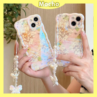 💕พร้อมส่ง💕iPhone 14 13 12 11 Pro Max เคส for เคสไอโฟน11 บางเบาพกพาง่าย แฟชั่น ดอกไม้ โซ่มุก ระดับสูง กันกระแทก Case