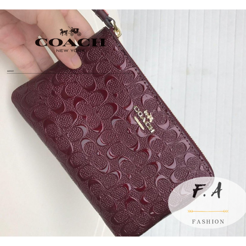 F.A ว่าแท้100% coach  แท้  กระเป๋าสตางค์สุภาพสตรี ซิปใส่เหรียญ กระเป๋าใส่โทรศัพท์ข้อมือ iPhone 7 สามารถติดตั 58034