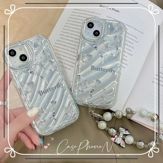 เคสไอโฟน iphone 11 14 Pro Max ไล่ระดับ ผีเสื้อ หวานสวย สาว ป้องกันการตก พร้อมโซ่  เคส iphone 12 13 Pro Case for iPhone