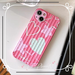 เคสไอโฟน iphone 11 14 Pro Max สีชมพู รูปหัวใจ ดาว แถบ เคส ขอบเต็ม ป้องกันการตก เคส iphone 12 13 Pro Case for iPhone