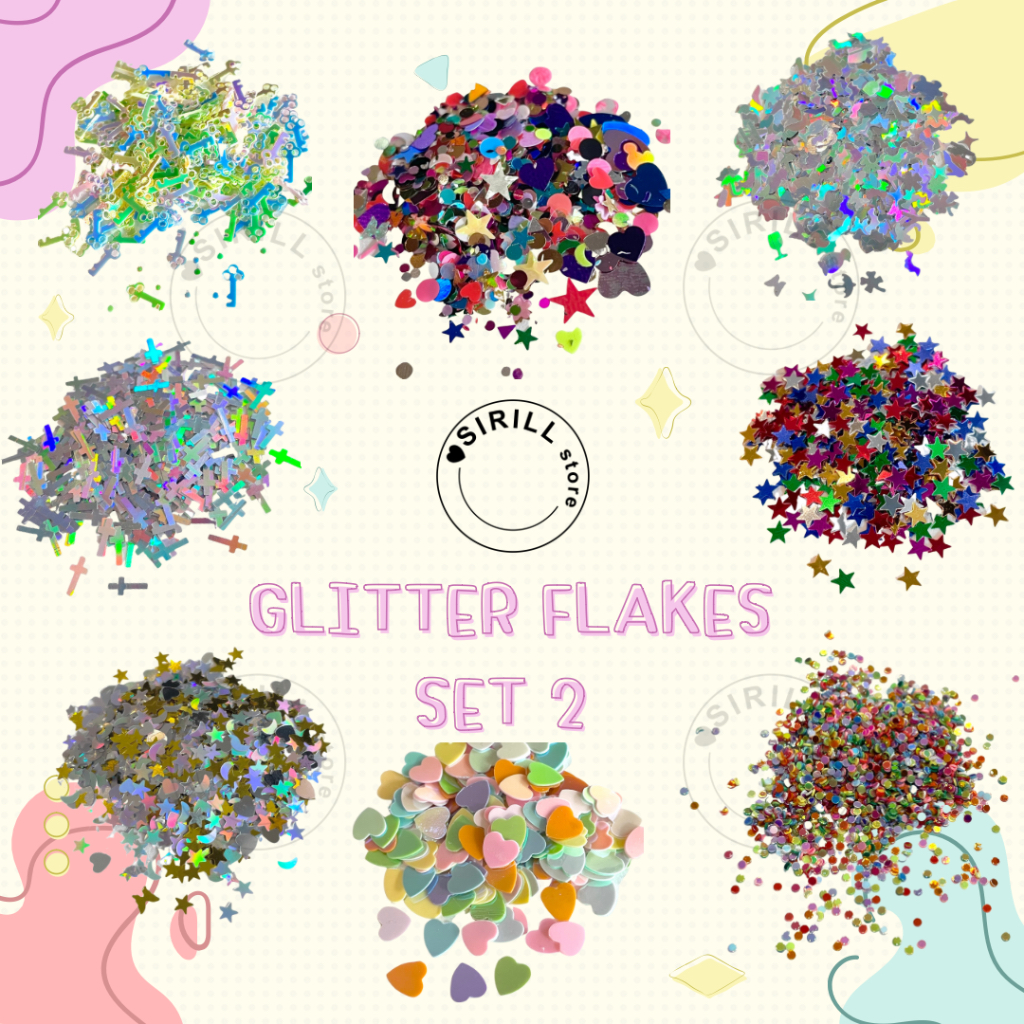 Nail Flakes Set2 กลิตเตอร์ตกแต่งเล็บ กากเพชร อุปกรณ์แฮนเมด กลิตเตอร์ glitter กากเพชรแต่งหน้า กลิตเตอร์แต่งหน้า