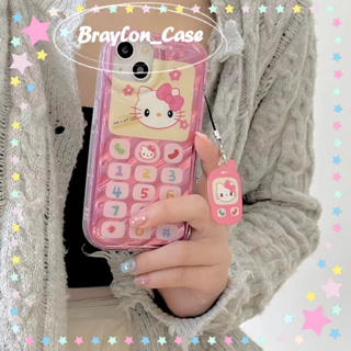 🌷Braylon🌷จัดส่งภายใน24ชม ขอบเต็ม iphone 11 14 pro max พร้อมอุปกรณ์เสริม ถอดได้ Hello Kitty สีชมพู case for iPhone 12 13