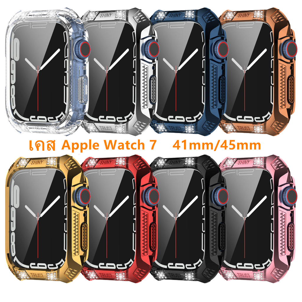 เคสสำหรับ Applewatch 7 เคส iWatch  41mm/45mmสายนาฬิกา PC+Glass สายสำหรับ caseApple watch 7 41mm/45mm