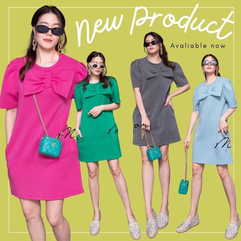 Mirrorsister #30428.3 เดรสทรงสวย เดรสแขนสั้น ชุดไปเที่ยว ชุดไปงาน สีสดใส