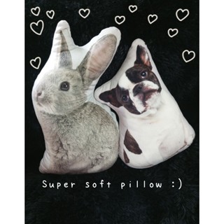 Super soft pillow plush (Marshmallow) 😴หมอนพิมพ์ลาย 🐰ตุ๊กตากระต่าย สุนัขเฟรนช์บูลด็อก เนื้อมาชเมลโล่