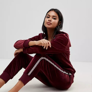 กางเกงวอร์ม Hunkemoller Velour Loungewear Sweatpants With Glitter Side Stripes