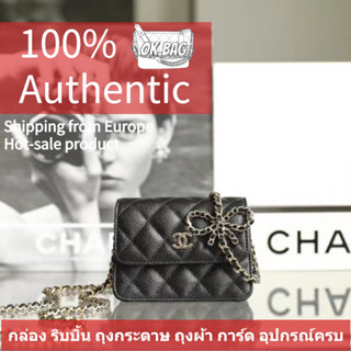 👜ชาแนล CHANEL 23S Bowknot Chain Organ Wallet สุภาพสตรี กระเป๋าสะพายไหล่