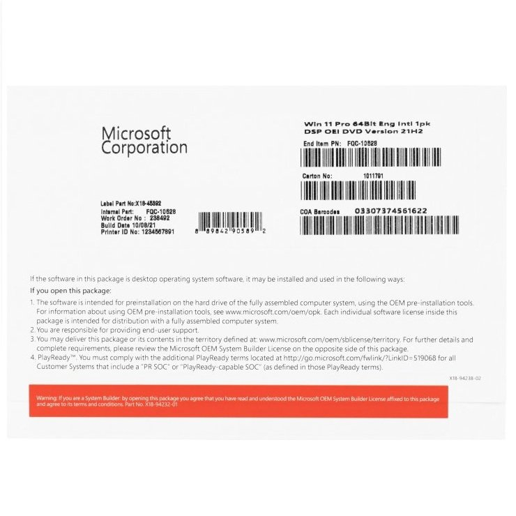 Microsoft Windows 11 Pro 64 Bit OEM (FQC-10528)