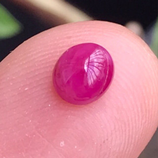 1.19ct พลอยทับทิมพม่าเผาเก่า 6.2x5.2mm Oval Cabochon Pinkish Red Ruby Myanmar *Heated