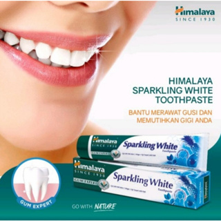 Himalaya Sparkling White Toothpaste 100g ยาสีฟันสมุนไพรสูตรฟันขาวอย่างเป็นธรรมชาติ คุณสมบัติช่วยให้ฟันดูขาวสะอาด โดยปราศ