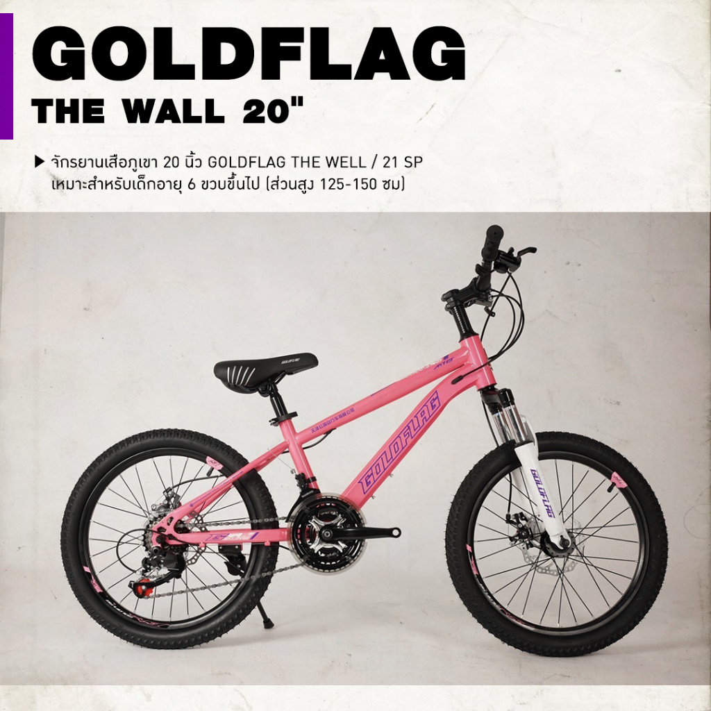 จักรยานเสือภูเขา GOLDFLAG รุ่น THE WALL 20นิ้ว 21Sp. โช๊คหน้า ดิสก์เบรคหน้า-หลัง