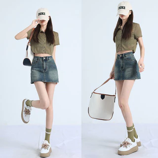 Beautified กระโปรงกางเกกระโปรงยีนส์ เซ็กซี่ เข้ารูป