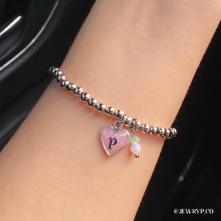 roundy bracelet + mini heart resin + crystal | สร้อยข้อมือ