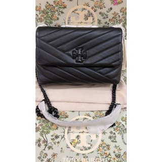 👜💕ถูกฝุดๆ งาน Shop NEW Tory Burch Small #Kira Chevron Powder Coated Convertible Shoulder Bag / So Black  อะไหล่ดำ