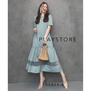 🔖ป้าย MirrorSister 00825.4 เดรสยาว แขนสั้น ทรงสวย ใส่สบาย ดีไซน์ เรียบง่าย GLassy STap Dress เดรสออกงาน เดรสไปงาน ชุดยาว
