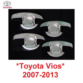 เบ้ารองมือเปิด Toyota Vios 2007 - 2013 ชุบโครเมี่ยม โตโยต้า วีออส เบ้ามือจับประตู เบ้ามือ เบ้ากันรอย ถาดรองมือเปิด