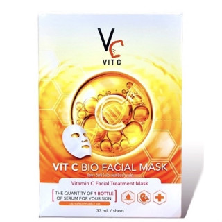 แผ่นมาร์คหน้า VC น้องฉัตร Vit c bio facial mask  มาร์คหน้าลดบวม