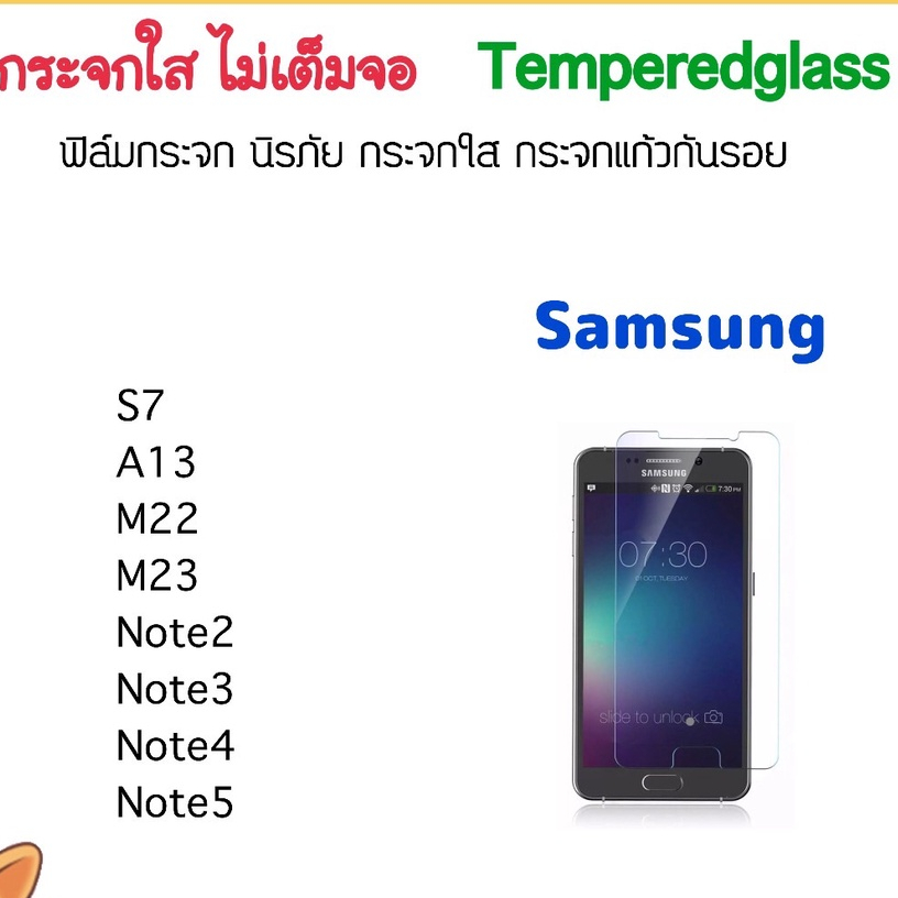 ฟิล์มกระจก ไม่เต็มจอ For Samsung M22 M23 A13 S7 Note2 Note3 Note3neo Note5 Temperedglass Not Full