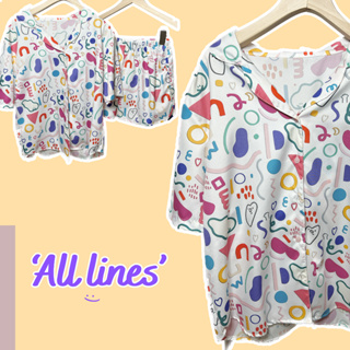 [มีโค้ดลด] Naptime ชุดนอนน่ารัก เสื้อ+กางเกง รุ่น "All lines" ผ้าไหมอิตาลีนุ่มใส่สบาย