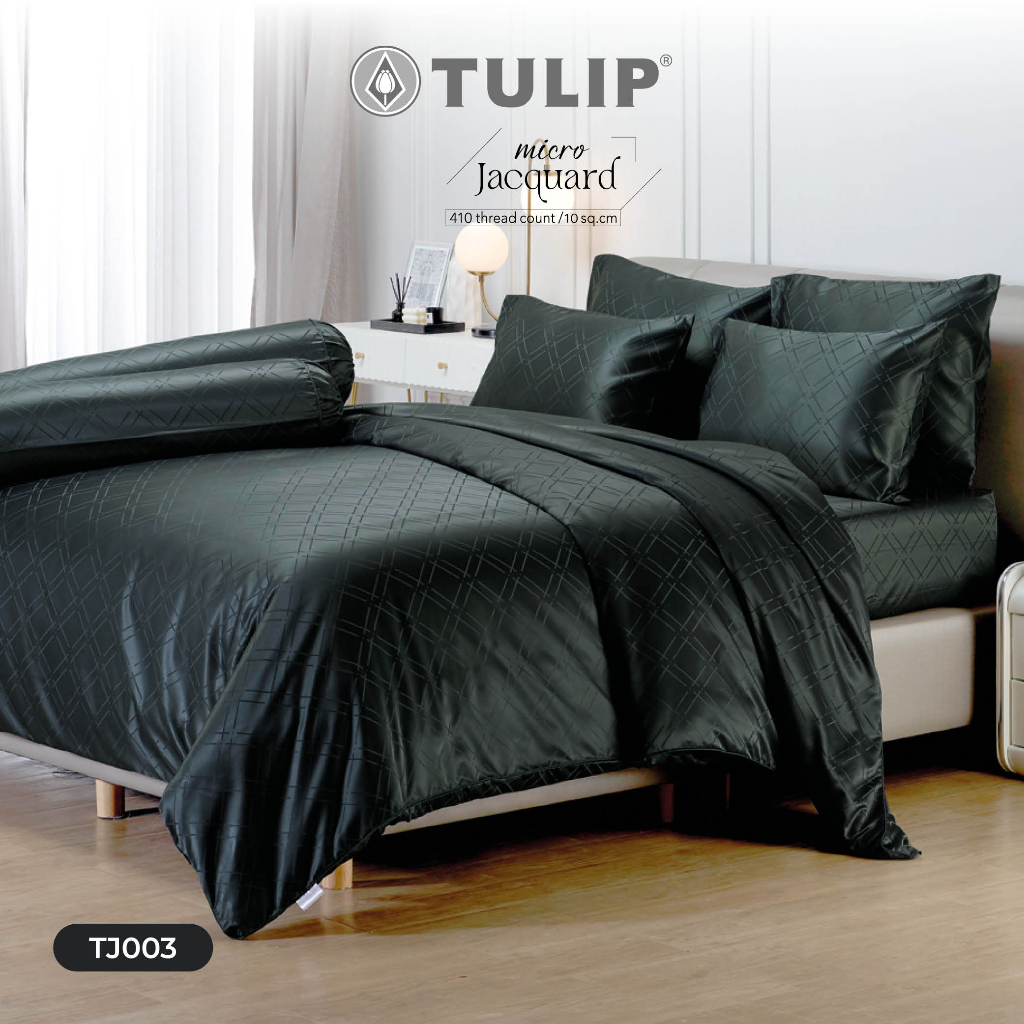 TULIP รุ่น Micro Jacquard TJ003 ชุดผ้าปูที่นอน ผ้าห่ม ผ้านวม ทอลายนูนบนเนื้อผ้า สีพื้น ให้ความเรียบ หรู