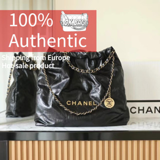 👜ชาแนล CHANEL 23A Cowhide 22 Medium black shopping bag สุภาพสตรี กระเป๋าสะพายไหล่