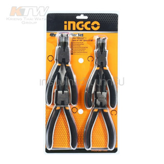 INGCO ชุดคีมหนีบแหวน ขนาด 7 นิ้ว จำนวน 4 ชิ้น รุ่น HCCPS01180 วัสดุทำจาก Carbon Steel แข็งแรง ทนทาน