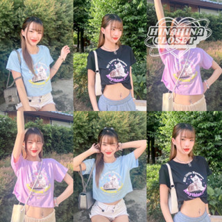 พร้อมส่ง💕 เสื้อยืด เสื้อครอป ลาย Little Hooman สไตล์เกาหลี Y2K งานสกรีนเกรดพรีเมี่ยม  Hinahinacloset  รหัส 851