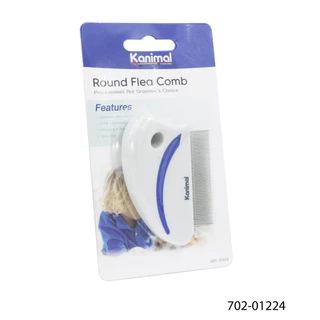 [01224] Kanimal Round Flea Comb หวีสางขน หวีสางเห็บหมัด เห็บหมัดออกจากเส้นขน สำหรับสุนัขและแมว ขนาด 8.5x5.8 ซม.