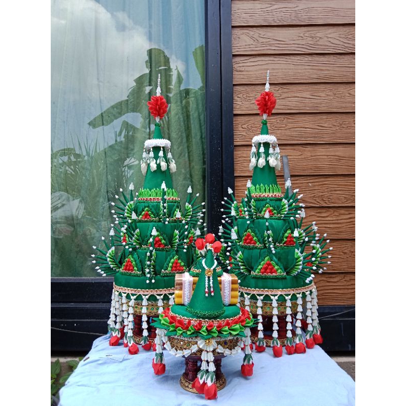 ชุดพานบายศรีโตกไม้ พานธูปเทียนแพ #สินค้าพรีออเดอร์2-5วัน - รูปที่ 2